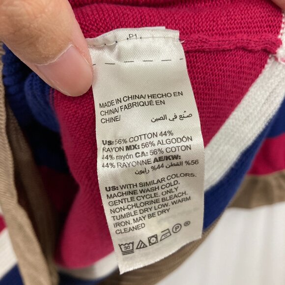 Chico's size XXL/4 Multi Color Striped Knit Crew Neck 3/4 Sleeve Sweater - Picture 7 of 9